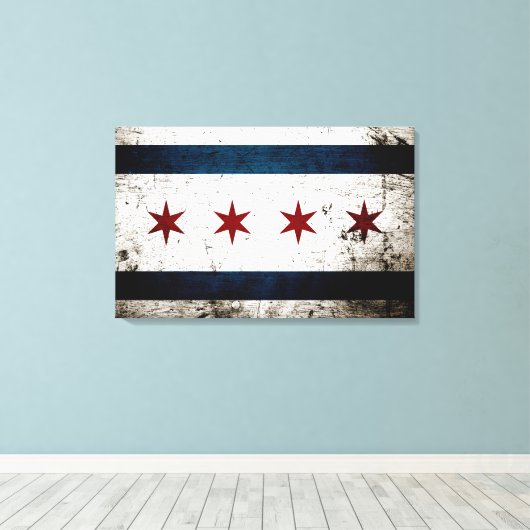 Toile Drapeau Black Grunge Chicago (Insitu (Plancher de Bois))