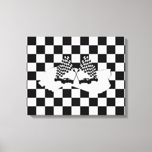 Toile Drapeau Checker et voitures de course