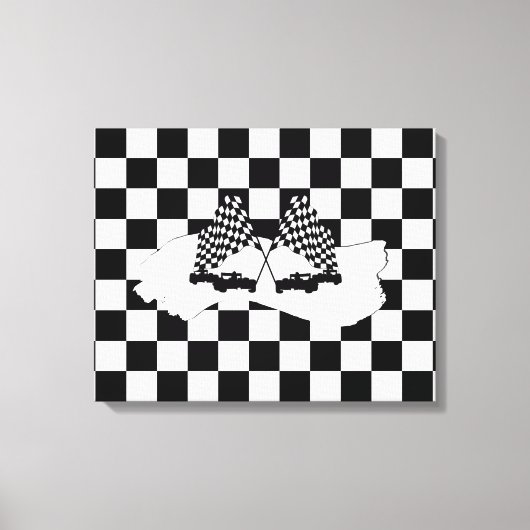 Toile Drapeau Checker et voitures de course (Recto)