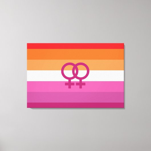 Toile Drapeau de fierté lesbienne WLW (Coucher de soleil (Recto)