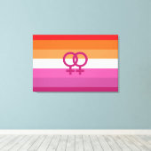 Toile Drapeau de fierté lesbienne WLW (Coucher de soleil (Insitu (Plancher de Bois))