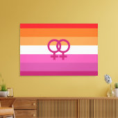 Toile Drapeau de fierté lesbienne WLW (Coucher de soleil (Insitu(Salon))