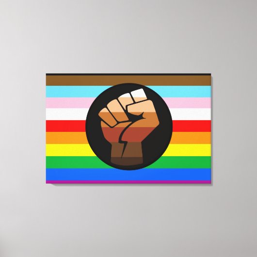 Toile Drapeau de fierté POC de progrès LGBTQ+ (Recto)