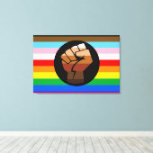 Toile Drapeau de fierté POC de progrès LGBTQ+ (Insitu (Plancher de Bois))