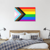 Toile Drapeau de fierté progressiste LGBTQ+ (Insitu(Chambre))