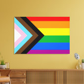 Toile Drapeau de fierté progressiste LGBTQ+ (Insitu(Salon))