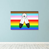 Toile Drapeau de la fierté de progrès LGBTQ+ (Insitu (Plancher de Bois))
