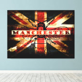 Toile Drapeau de Manchester avec abeille (Insitu (Plancher de Bois))