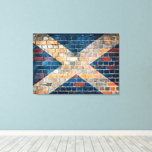 Toile Drapeau écossais sur un mur de briques (Insitu (Plancher de Bois))