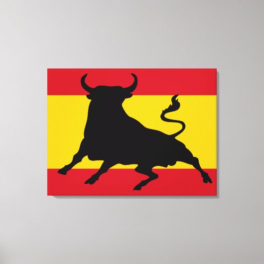 Toile Drapeau espagnol avec taureau (Recto)