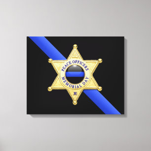 Toile Drapeau et insigne de la Ligne Bleue Mince