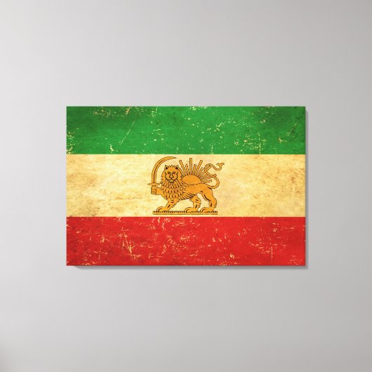 Toile Drapeau Iran Lion et Sun Shah d'Iran (Recto)