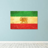 Toile Drapeau Iran Lion et Sun Shah d'Iran (Insitu (Plancher de Bois))