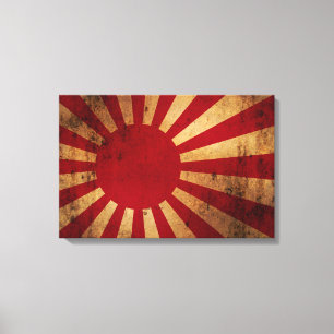 Toile Drapeau japonais de Soleil Levant (affligé)