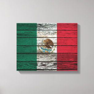 Toile Drapeau mexicain avec effet de grain de bois brut