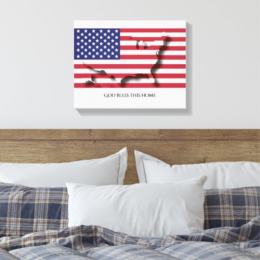 Toile Drapeau patriotique des USA AMERICA Texte Customis (Insitu(Chambre))