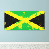 Toile Drapeau peint Grunge Splatter de Jamaïque (Insitu (Plancher de Bois))