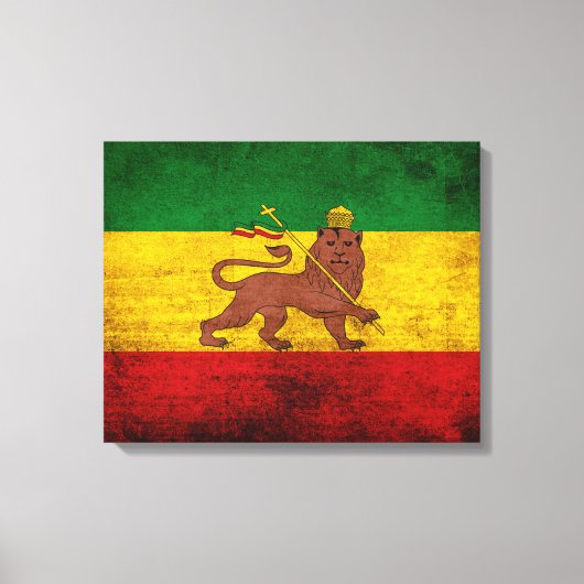 Toile Drapeau rastafarien vintage Grunge (Recto)