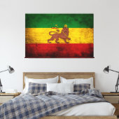 Toile Drapeau rastafarien vintage Grunge (Insitu(Chambre))