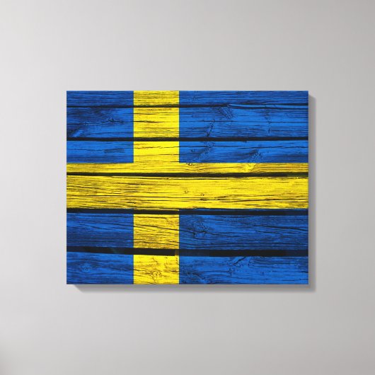 Toile Drapeau suédois Bois rustique (Recto)