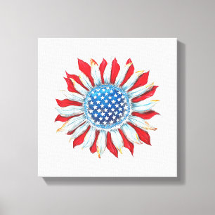 Toile Drapeau Tournesol Américain 4 juillet Femmes Homme