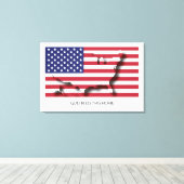 Toile Drapeau USA AMERICA Patriotic Home Texte Customisé (Insitu (Plancher de Bois))