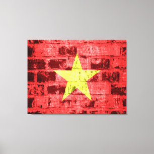Toile Drapeau Vietnam sur mur de briques
