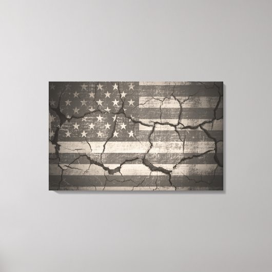 Toile Drapeau vintage américain mur fissuré (Recto)