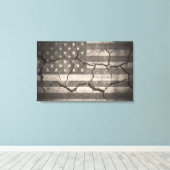 Toile Drapeau vintage américain mur fissuré (Insitu (Plancher de Bois))