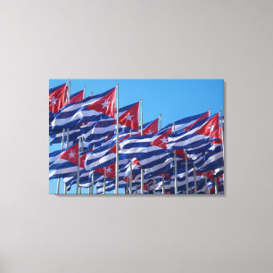 Toile Drapeaux cubains qui flottent
