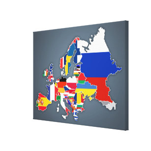 Toile Drapeaux de pays européens de la carte  