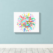 Toile Drapeaux du monde avec empreintes colorées (Insitu (Plancher de Bois))