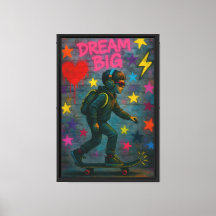 Dream Big Skateboard Boy Canvas Wall Art Imprimer