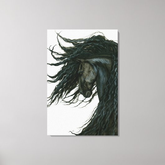 Toile DreamWalker Friesian Black Horse Art par Bihrle (Recto)