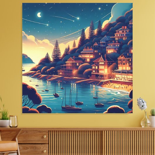 Toile Dreamy Coastal Night (Insitu(Salon))