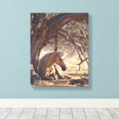 Toile Dreamy Sunset Horse Forest Painting (Insitu (Plancher de Bois))