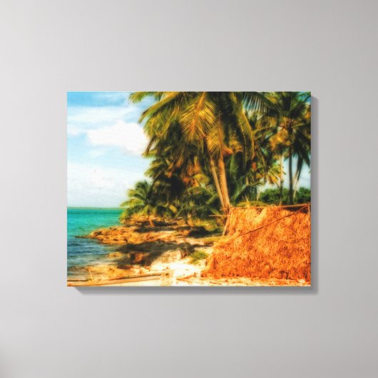 Toile Dreamy Tropical Beach avec Rowboat (Recto)