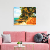 Toile Dreamy Tropical Beach avec Rowboat (Insitu(Salon))
