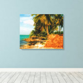 Toile Dreamy Tropical Beach avec Rowboat (Insitu (Plancher de Bois))