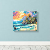 Toile Dreamy Tropical Beach Sunset Peinture (Insitu (Plancher de Bois))