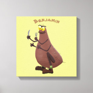 Toile Drôle affamé pulette affamée dessin animé