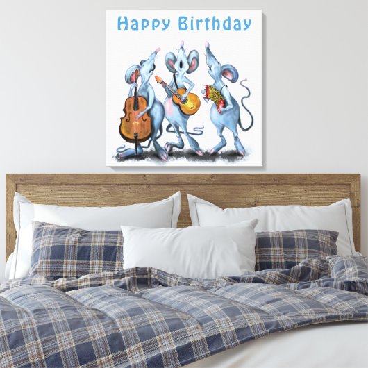 Toile Drôle Anniversaire Canvas Imprimer Souris Musique  (Insitu(Chambre))