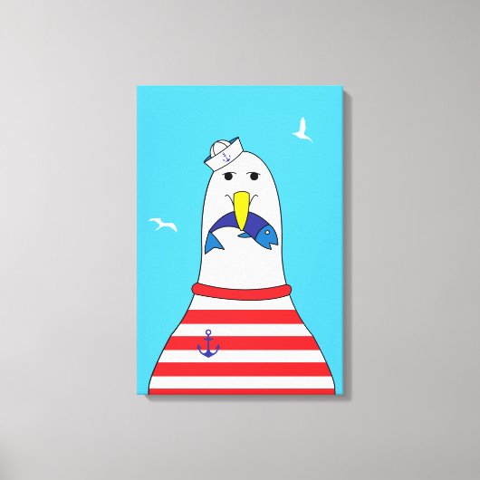 Toile Drôle Cartoon Seagull Bird Kids Plage à thème (Recto)