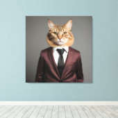 Toile Drôle chat en costume (Insitu (Plancher de Bois))