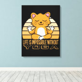 Toile Drôle chat mignon faisant du yoga. (Insitu (Plancher de Bois))