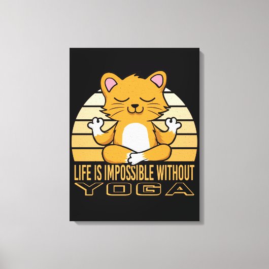 Toile Drôle chat mignon faisant du yoga. (Recto)