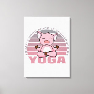 Toile Drôle cochon mignon faisant du yoga. drôles de yog