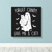 Toile Drôle Halloween Cat Ghost Oublier Candy Donner Moi (Insitu (Plancher de Bois))