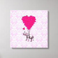 Drôle joli éléphant et damas rose