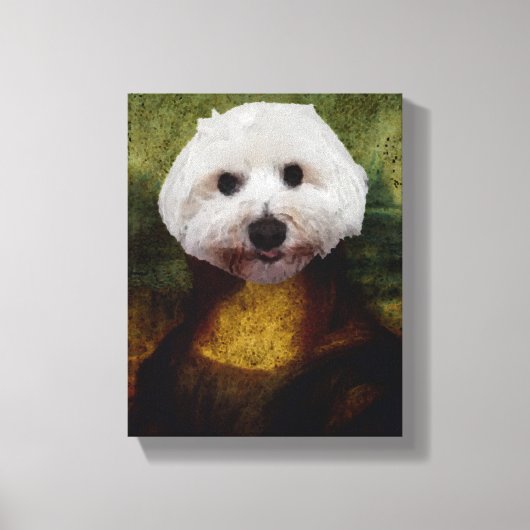 Toile Drôle Mona Lisa Maltese Chien Stretted Canvas Impr (Recto)